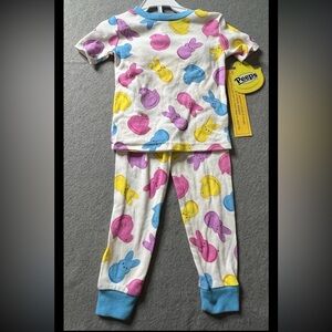 NEW Peeps 2 Piece Pajama Set Girls 3T Bunnies Chicks Top Pants Fun Novelty